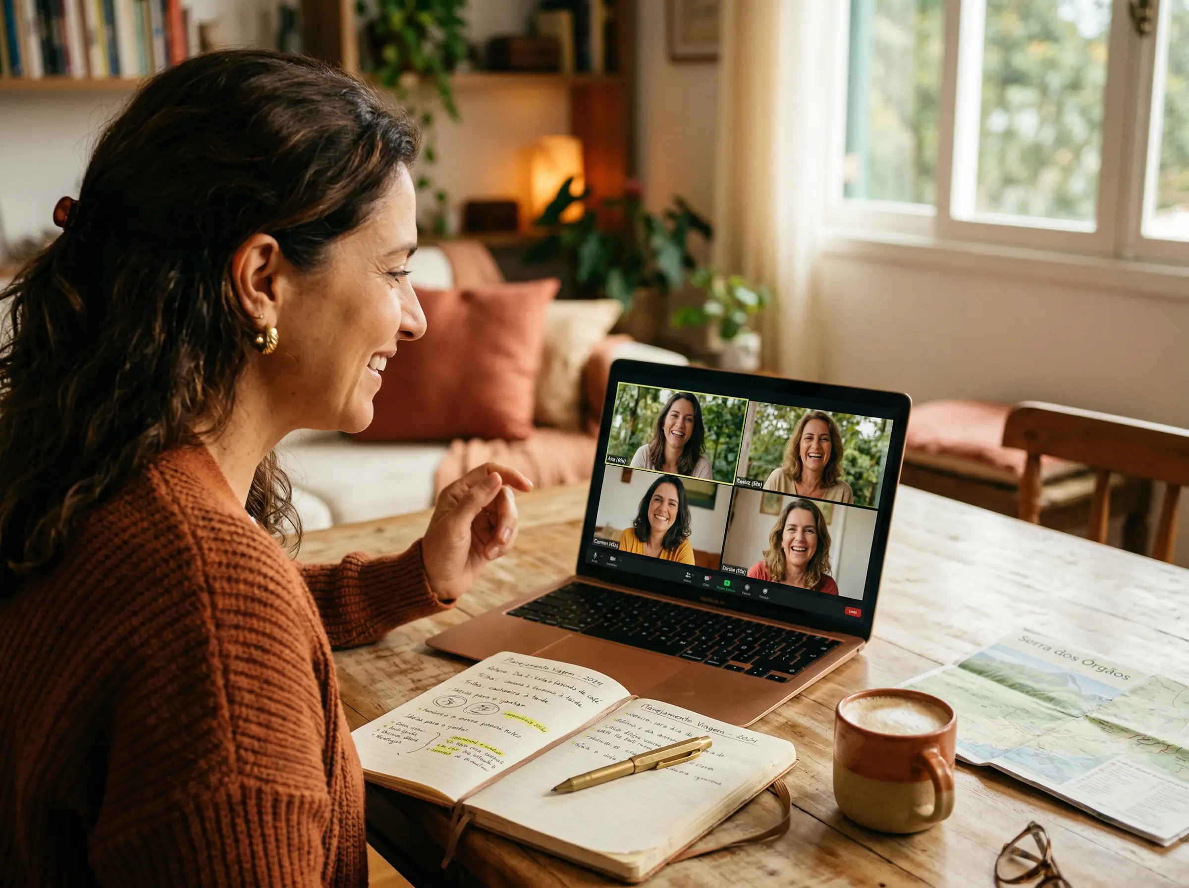 Reuni&atilde;o online de planejamento de roteiro
